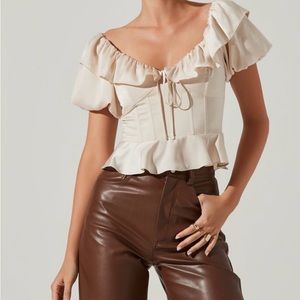 Satin balloon sleeve blouse